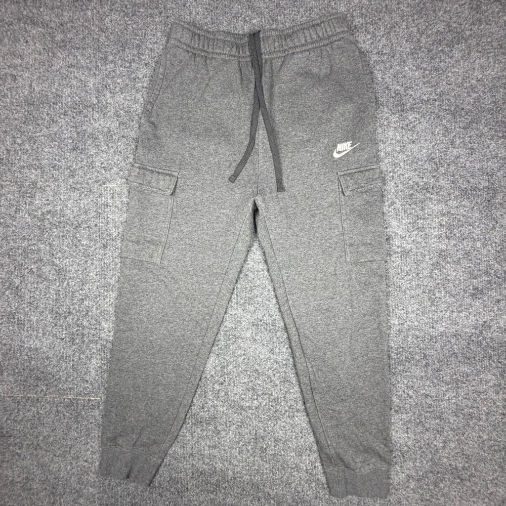 Nike Mens Club Fleece Cargo Joggers Charcoal Grey Pants‎ Small CD3129-071